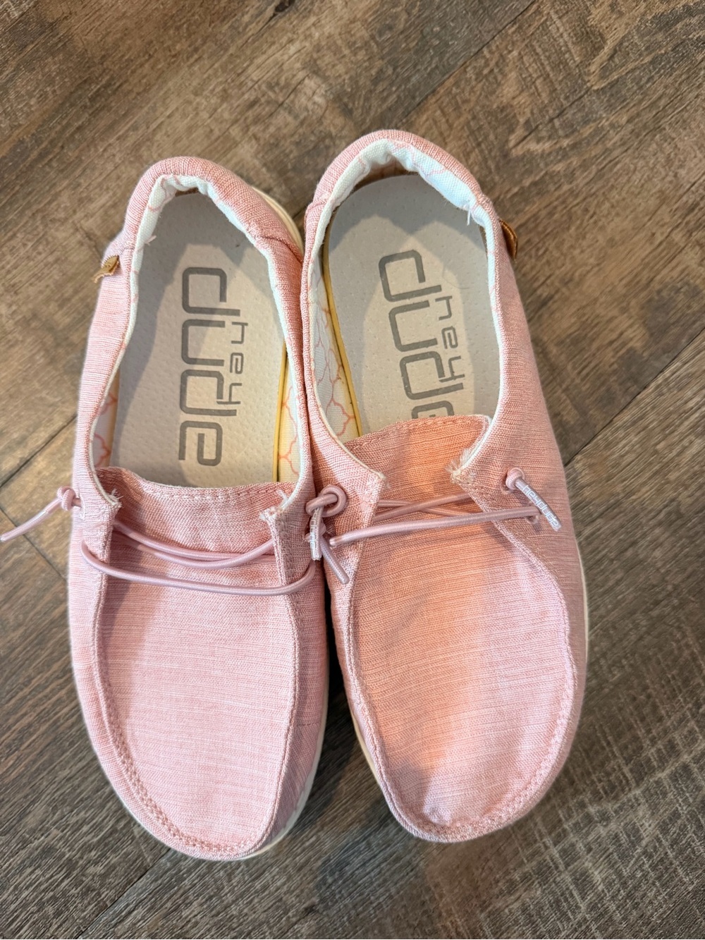 Hey Dude Wendy Youth Linen Cotton Candy Pink Slip On Shoes Girls Size 3 EU 35 - Picture 4 of 5